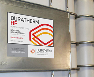 IBC mit ungiftigem Thermoöl Duratherm HF mit hohem Flammpunkt.